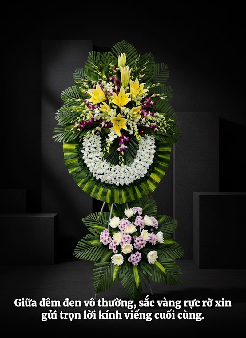 Kệ Hoa Chia Buồn 2 Vòng Tròn Độc Đáo